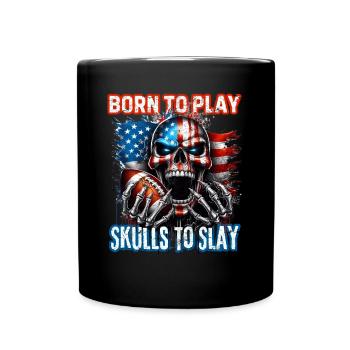 Patriotisches Totenkopf-Design American Football - Tasse einfarbig - Schwarz - Vorne
