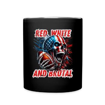 American skull and football in dynamic style - Full Colour Mug - black - Front