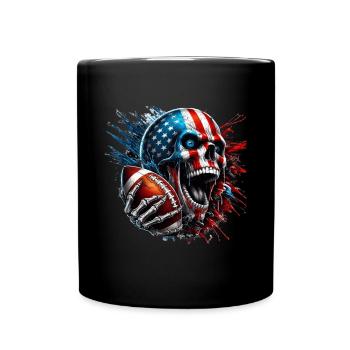 Aggressive Skull for American Football Fans - Full Colour Mug - black - Front