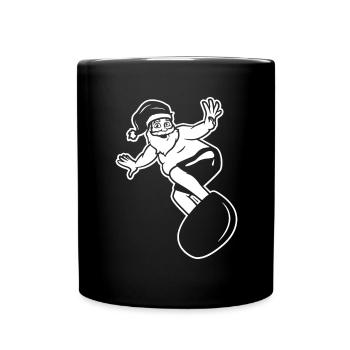 Surfer Santa Claus - Full Colour Mug - black - Front