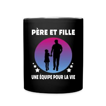 Papa Vater und Tochter Retro Vintage Vater Papa - Tasse einfarbig - Schwarz - Vorne