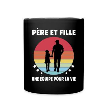 Papa Vater und Tochter Vintage Vater Papa - Tasse einfarbig - Schwarz - Vorne