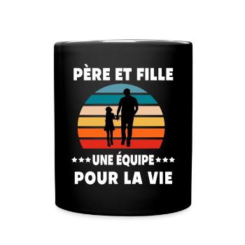 Papa Vater und Tochter Vintage Retro Vater Papa - Tasse einfarbig - Schwarz - Vorne