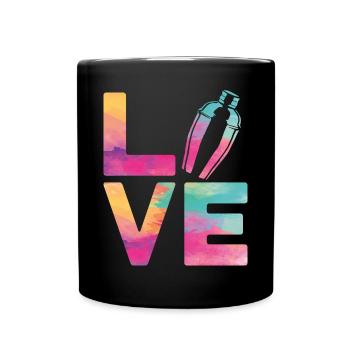 Bartender Mixologist Watercolor - Tasse einfarbig - Schwarz - Vorne