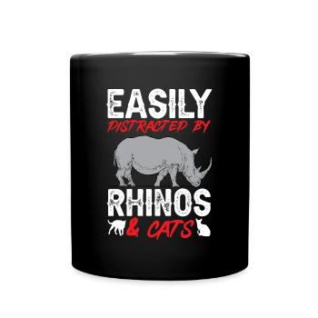 Nashorn Rhino Einhorn - Tasse einfarbig - Schwarz - Vorne