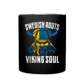 Schwedische Wurzeln - Wikinger Seele - Tasse einfarbig - Schwarz - Vorne
