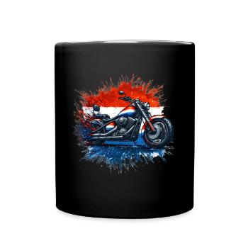 Dutch Pride: Motorrad T-Shirt in niederländischen Farben - Tasse einfarbig - Schwarz - Vorne
