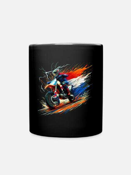 Niederländische Farben Motorrad T-Shirts Niederländisch - Tasse einfarbig - Schwarz