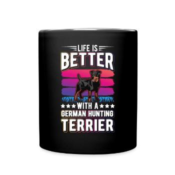Life is better with German Hunting Terrier - Full Colour Mug - black - Front