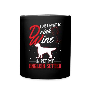English Setter and Wine English Setter - Full Colour Mug - black - Front