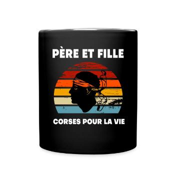 Corsican father and daughter vintage dad - Full Colour Mug - black - Front