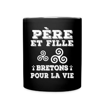 père et fille papa breton bretagne breizh - Mug uni - noir - Devant