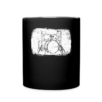 Drums Schlagzeuger Schlagzeugspieler Drummer - Tasse einfarbig - Schwarz - Vorne