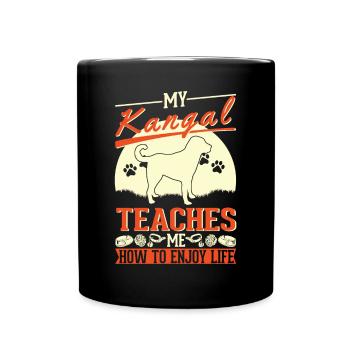 My Kangal teaches me how to enjoy life Kangal - Tasse einfarbig - Schwarz - Vorne