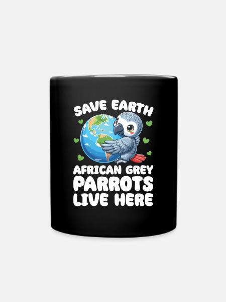 Rettet die Erde Graupapagei leben hier Earth Day - Tasse einfarbig - Schwarz