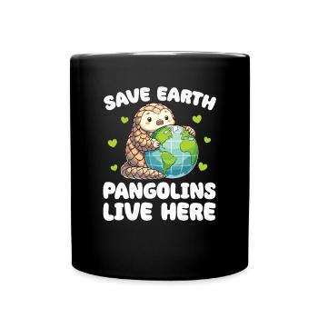 Rettet die Erde Schuppentiere leben hier Earth Day - Tasse einfarbig - Schwarz - Vorne