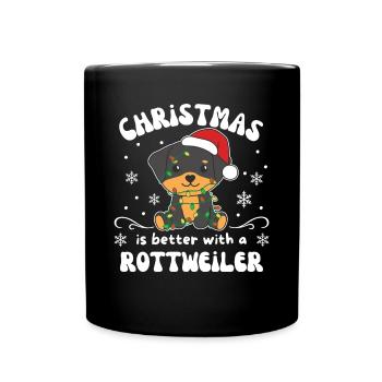 Christmas is better with a Rottweiler - Full Colour Mug - black - Front
