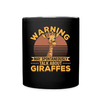 Giraffe Animal Warning May Spontaneously - Full Colour Mug - black - Front