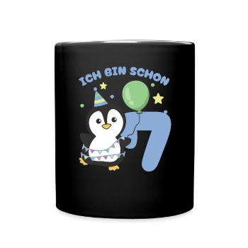 J’ai déjà 7 ans d’enfants d’anniversaire de pingouins - Mug uni - noir - Devant