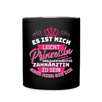 Princess & Dentist - Funny Colleague - Full Colour Mug - black - Front