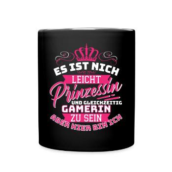 Prinzessin & Gamerin - das Zockerin und Gamerin - Tasse einfarbig - Schwarz - Vorne