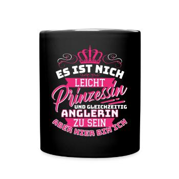 Princess & Angler - Fun Fishing Fishing - Full Colour Mug - black - Front