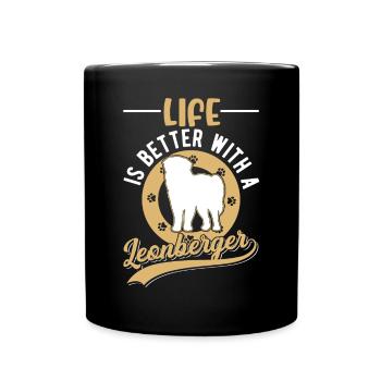 Life is better with a Leonberger - Full Colour Mug - black - Front