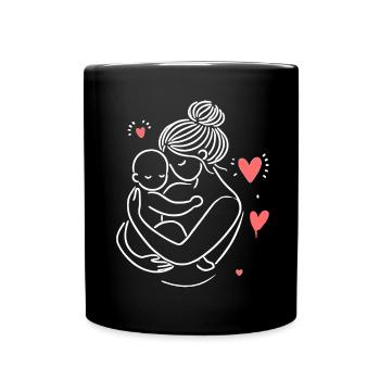 Amour intime mère-enfant – Illustrations minimalistes - Mug uni - noir - Devant