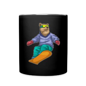 Bear Snowboarder Snowboard - Full Colour Mug - black - Front