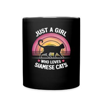 Katze Siamkatze Geschenk - Tasse einfarbig - Schwarz - Vorne