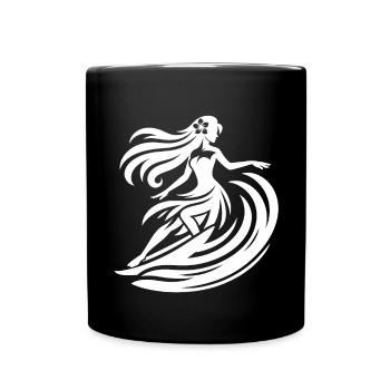 Tropisches Surfer Mädchen Hawaii Strand Wellen - Tasse einfarbig - Schwarz - Vorne