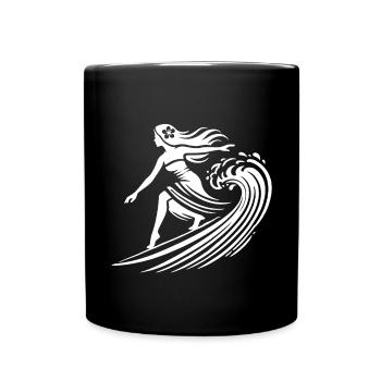 Hawaiianisches Surfer-Girl Wellen Reiten Tropisch - Tasse einfarbig - Schwarz - Vorne