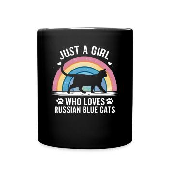 Katze Russisch Blau Geschenk - Tasse einfarbig - Schwarz - Vorne