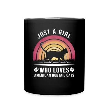 Katze American Bobtail Geschenk - Tasse einfarbig - Schwarz - Vorne