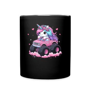 Monster Truck Einhorn Geburtstagsfeier Mädchen - Tasse einfarbig - Schwarz - Vorne
