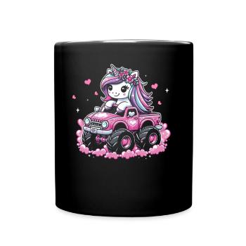 Monster Truck Einhorn Geburtstagsfeier Mädchen - Tasse einfarbig - Schwarz - Vorne