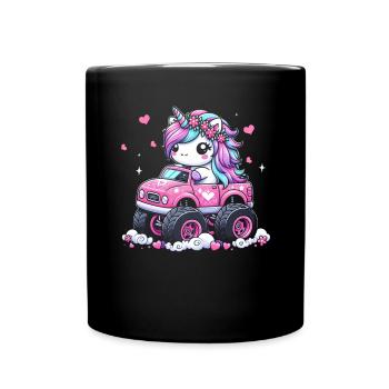 Monster Truck Einhorn Geburtstagsfeier Mädchen - Tasse einfarbig - Schwarz - Vorne
