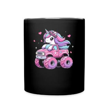 Monster Truck Einhorn Geburtstagsfeier Mädchen - Tasse einfarbig - Schwarz - Vorne