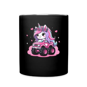 Monster Truck Einhorn Geburtstagsfeier Mädchen - Tasse einfarbig - Schwarz - Vorne