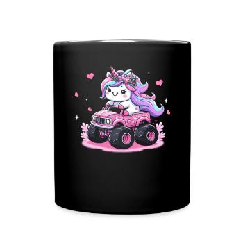 Monster Truck Einhorn Geburtstagsfeier Mädchen - Tasse einfarbig - Schwarz - Vorne