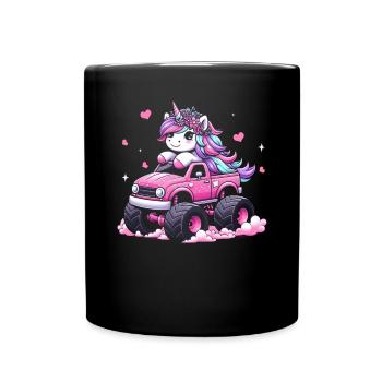 Monster Truck Einhorn Geburtstagsfeier Mädchen - Tasse einfarbig - Schwarz - Vorne