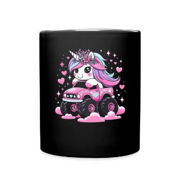 Monster Truck Einhorn Geburtstagsfeier Mädchen - Tasse einfarbig - Schwarz - Vorne
