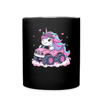 Monster Truck Einhorn Geburtstagsfeier Mädchen - Tasse einfarbig - Schwarz - Vorne