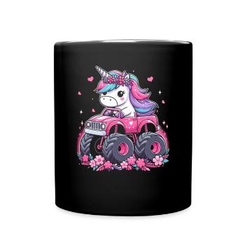 Monster Truck Einhorn Geburtstagsfeier Mädchen - Tasse einfarbig - Schwarz - Vorne