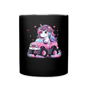 Monster Truck Einhorn Geburtstagsfeier Mädchen - Tasse einfarbig - Schwarz - Vorne