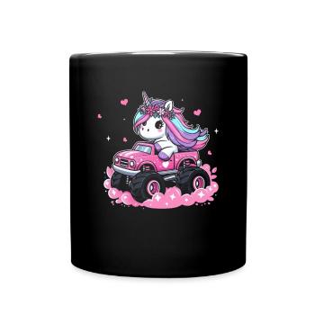 Monster Truck Einhorn Geburtstagsfeier Mädchen - Tasse einfarbig - Schwarz - Vorne