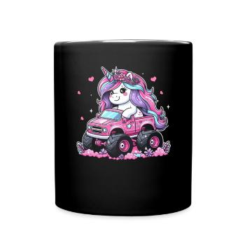 Monster Truck Einhorn Geburtstagsfeier Mädchen - Tasse einfarbig - Schwarz - Vorne