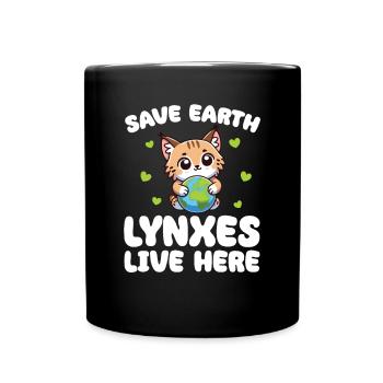 Rettet die Erde Luchse leben hier Earth Day - Tasse einfarbig - Schwarz - Vorne