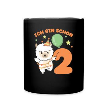 I'm already 2 alpacas birthday kids - Full Colour Mug - black - Front