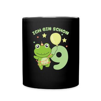 J’ai déjà 9 enfants d’anniversaire de grenouilles - Mug uni - noir - Devant